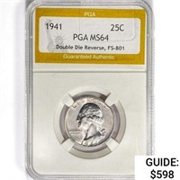 1941 Washington Silver Quarter PGA MS64