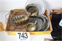 Vintage Metal Pieces - Wire Basket, Mold, Pie &