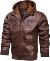 HIJEWE Men’s Faux Leather Jacket Bomber PU Vintage