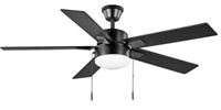 52in Corwin Matte Black Ceiling Fan With Light