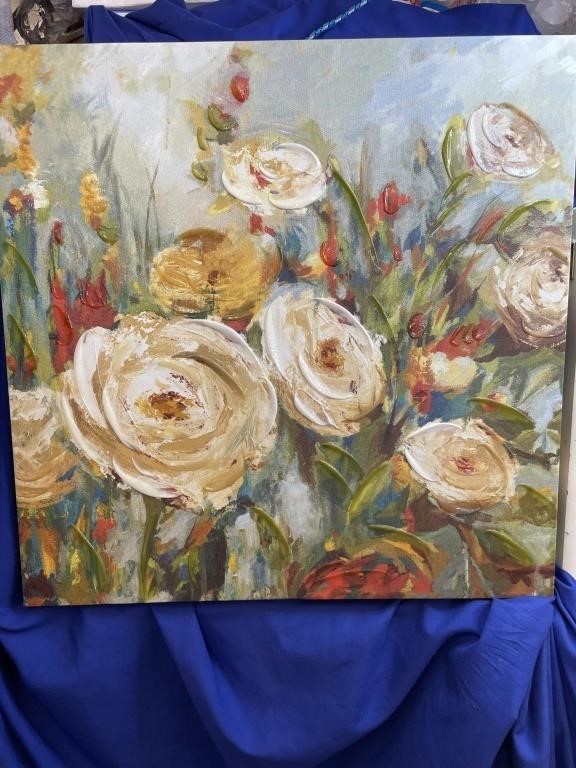 18 x 18 Oil on Canvas Flowers 2 of 3 in the set