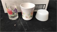 Group of Corning floral cups, plates