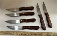 6 Tramontina Stainless Steel Knives w/Wooden