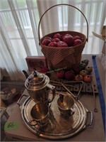 Silver Plated Tea Set, Apple Decorations Xylophone