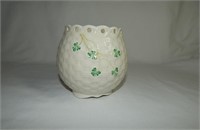 Belleek Shamrock Basketweave Porcelain Vase 6th