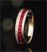 1ct Pigeon Blood Red Ruby Diamond Ring 18K Gold