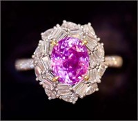 2.6ct Natural Pink Sapphire Ring 18K Gold