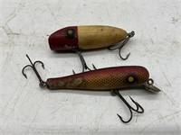 Pair Vintage Wood Fishing Lures