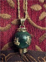 Beautiful Gold, Jade & Sterling Italian Necklace