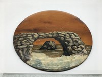 Beautiful Myrtlewood Hand Painted Wall Plaque #1