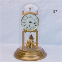 Hurricane Glass covered Brass Mantle Clock