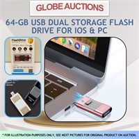 64-GB USB DUAL STORAGE FLASH DRIVE FOR IOS & PC