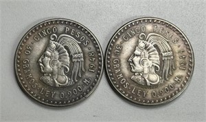 (2) 1948 5 PESO SILVER COINS
