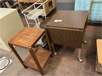 END TABLE, ROLLING CART, TABLE W/ FOLD DOWN SIDES