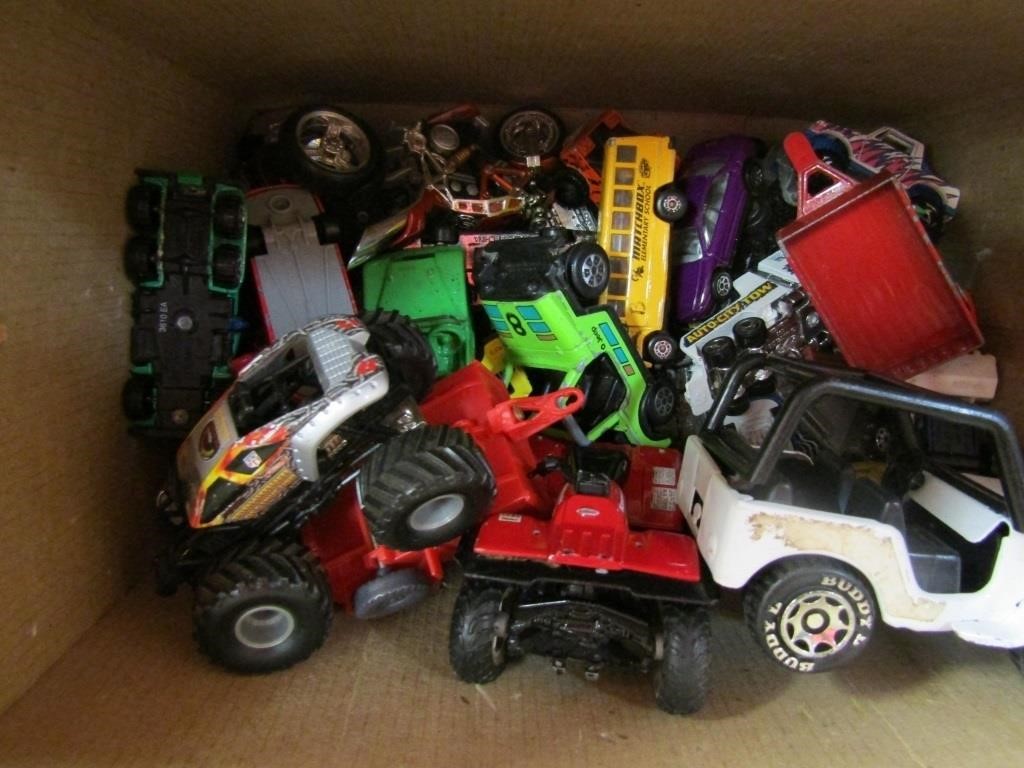 Box of Die Cast Cars & More