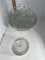 large and small glass bowls
