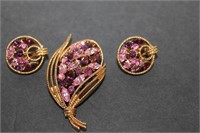 Vintage Rhinestone Brooch and Matching Earrings