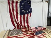 Vintage USA flags, 13, 48, 50 stars
