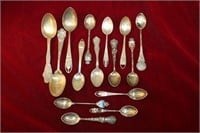 Lot of 15 sterling souvenir spoons, 191g