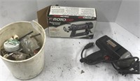 Lot of assorted tools including drill and a saw