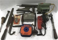 Lot of assorted tools including jig saw and files