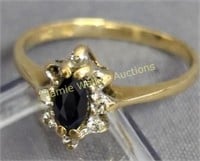 14k Gold Sapphire Diamond Ring 1.2 Dwt. Missing