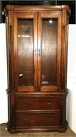 Wood Carved Lighted Office Cabinet with Two