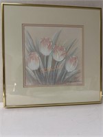 Framed & matted textured tulips by Edward Lee