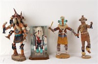 4 Native American Kachina dolls