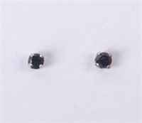 Jewelry 10kt White Gold Black Diamond Earrings
