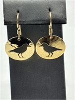 Wild Bryde Gold Tone Crow Earrings