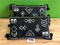 Black & White 12” x 20” Throw Pillow lot of 2