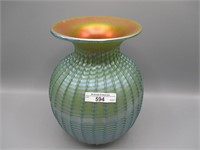 Studio Art Glass 9" Melon Rib vase signed JH