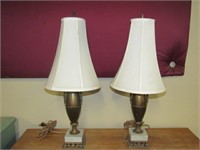 Pair of Table Lamps w/Marble on Base
