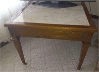 Marble top square end table 26 in