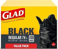 Glad Black Garbage Bags - Regular 74 Litres - Valu