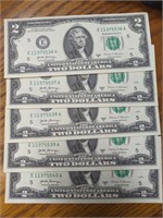 $10 Consecutive serial number uncirculated $2