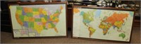 2 Vintage Dupont US & World Map largest 35"x54"