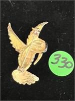 Hummingbird Pin w/Clear Rhinestones