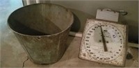 Antique Scale And Tin Sap Pail