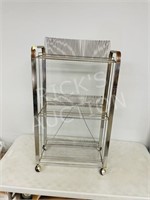 vintage chrome record stand - 34 x 20 x 11