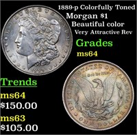 1889-p Colorfully Toned Morgan $1 Grades Choice Un