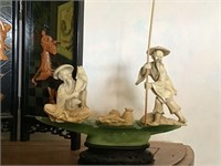 VINTAGE  WONY ITALY FIGURE 2 MEN  A BOAT WITH FISH