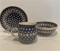 3 PIECE POLISH HANDMADE POTTERY MOSQUITO