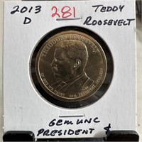 2013-D TEDDY ROOSEVELT UNC DOLLAR COIN