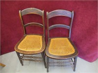 PAIR OF CANE BOTTOM ANTIQUE CHAIRS