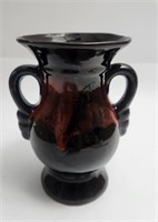 Vase Two-Handled Pottery H: 6"