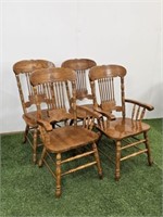 4 OAK PRESS BACK CHAIRS