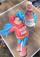 Vintage Budweiser "Bud Man" Sign !!  26" x 38"