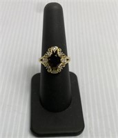 14k Topaz & Diamond ring - size 7 - 3.66 g